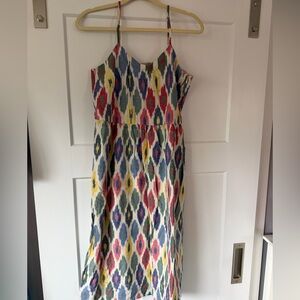 Spaghetti-Strap Midi Dress in Multicolor Ikat